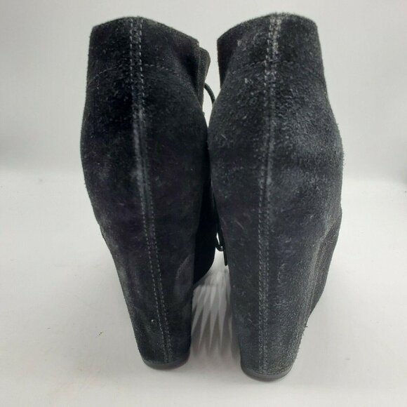 Steve Madden Annnie Womens Suede Wedge Heel Leather Black Ankle Boots Size 9‎ - Picture 5 of 9